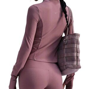 NIKE Dri-FIT Crop Top Jacket - Large -  Plum Dust- mauve tone